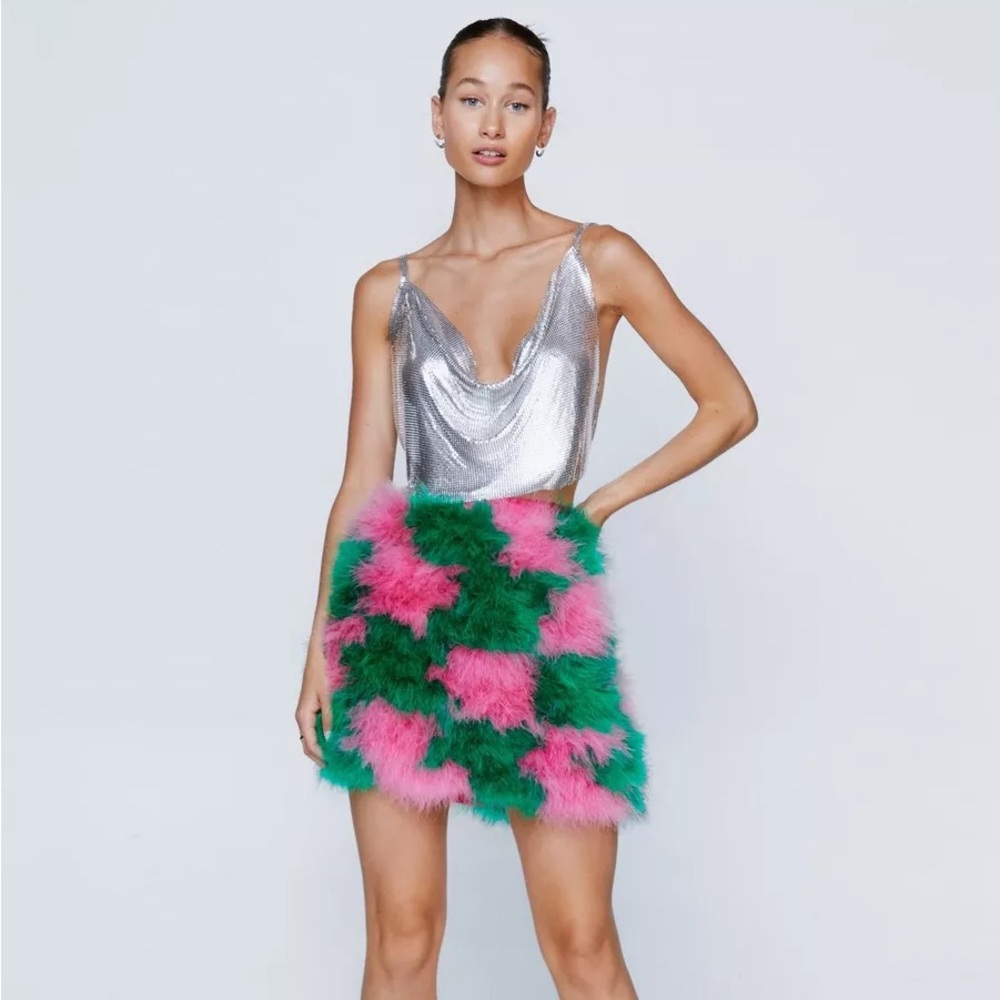 SOLD OUT Nasty Gal  Feather Check Mini Pelmet Skirt